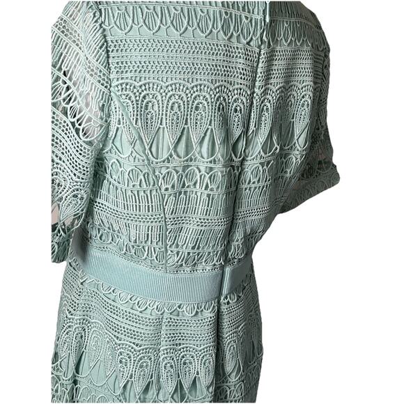Eva Mendes NY&C Crochet Lace Midi Cocktail Dress Mint Green Petite‎ M NWT - Picture 6 of 15